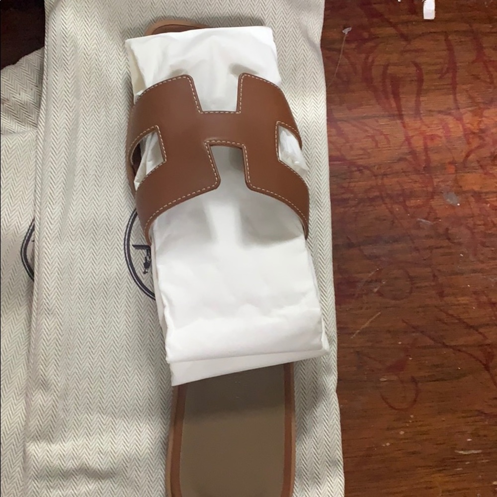 Hermès Oran sandal - Gold Piqûres Écrues